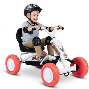 Vaikiškas kartingas su reguliuojama sėdyne, pedalais, 3-8 metų vaikams (Baltas)
